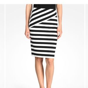 A/X STRIPED JERSEY PENCIL SKIRT